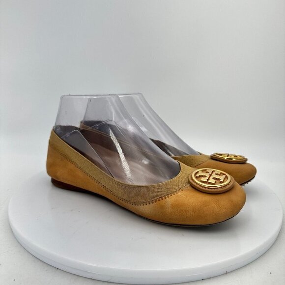 Tory Burch Caroline Women Size 5M Mustard Patent Leather Ballet Flat Shoes - Picture 4 of 14